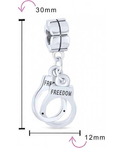 Shades Of Grey Dangle Handcuff Charm Bead For Women Teen .925 Sterling Silver Fits European Bracelet $17.59 Bracelets