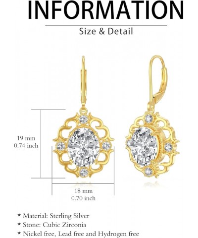 Cubic Zirconia Dangle Earrings for Women Sterling Silver Gold Plated Dangle Drop CZ Earrings Jewelry for Girls Her Birthday G...