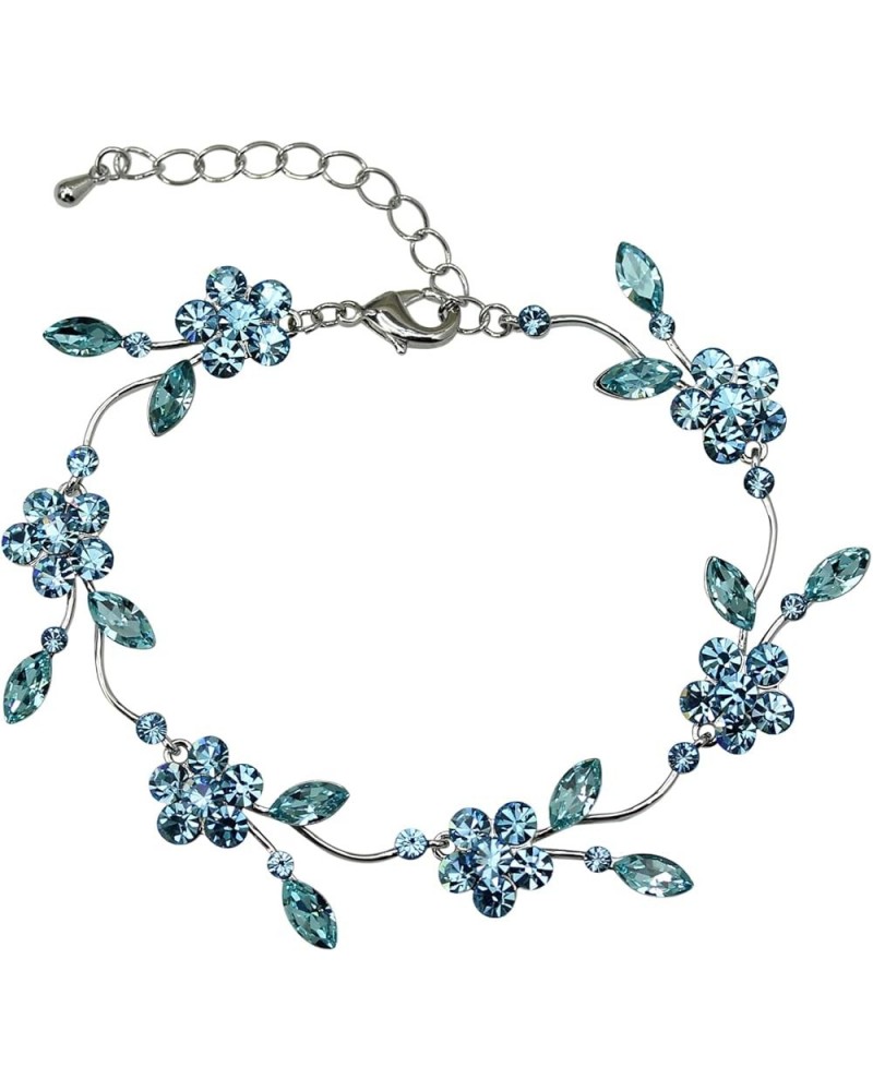 Gorgeous Rhinestone Crystal Floral Necklace Earrings Set Aqua / Matching Bracelet $23.43 Jewelry Sets