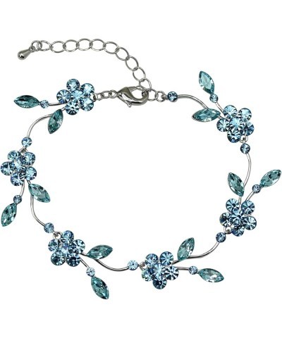 Gorgeous Rhinestone Crystal Floral Necklace Earrings Set Aqua / Matching Bracelet $23.43 Jewelry Sets