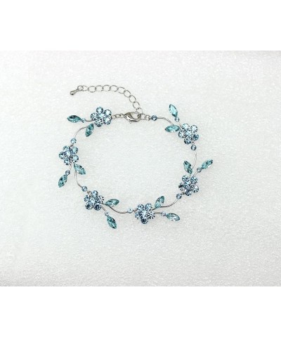 Gorgeous Rhinestone Crystal Floral Necklace Earrings Set Aqua / Matching Bracelet $23.43 Jewelry Sets