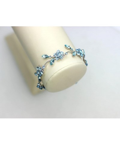 Gorgeous Rhinestone Crystal Floral Necklace Earrings Set Aqua / Matching Bracelet $23.43 Jewelry Sets