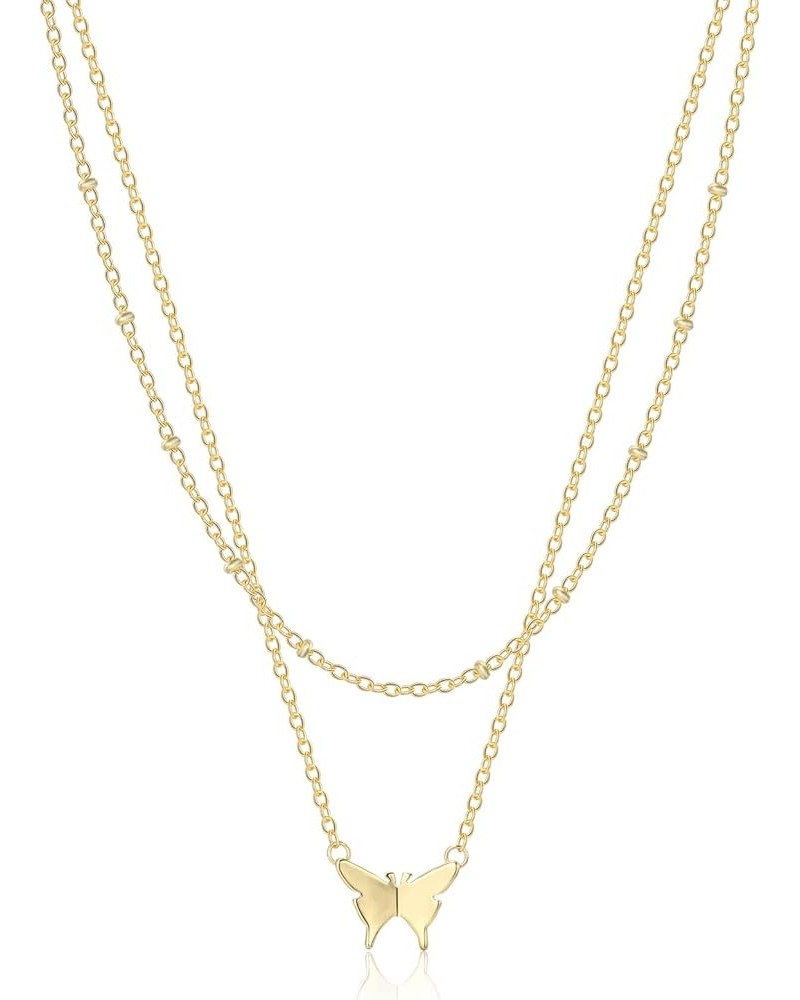 18K Gold Plated Chain Layered Necklaces for Women Statement Chain Pendant Necklace Set Dainty Layered Chain Necklaces for Wom...