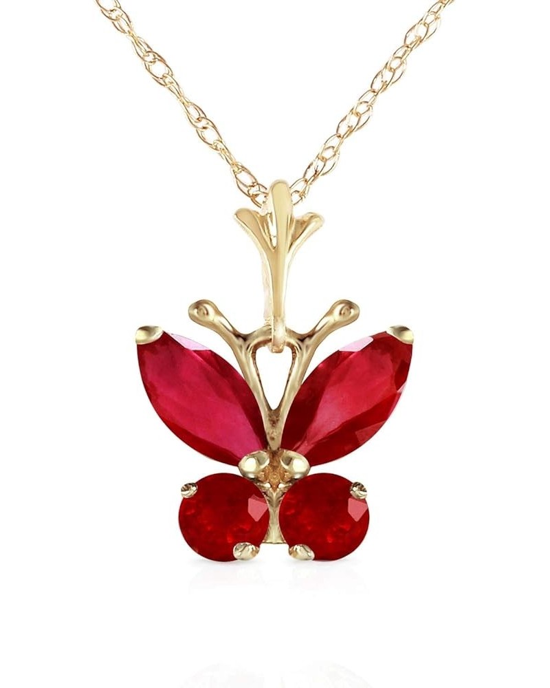 14k Solid Yellow Gold Butterfly Necklace Brilliant Ruby 16.0 Inches $109.91 Necklaces