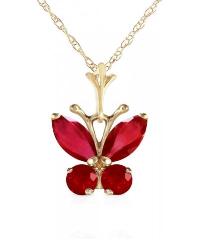 14k Solid Yellow Gold Butterfly Necklace Brilliant Ruby 16.0 Inches $109.91 Necklaces