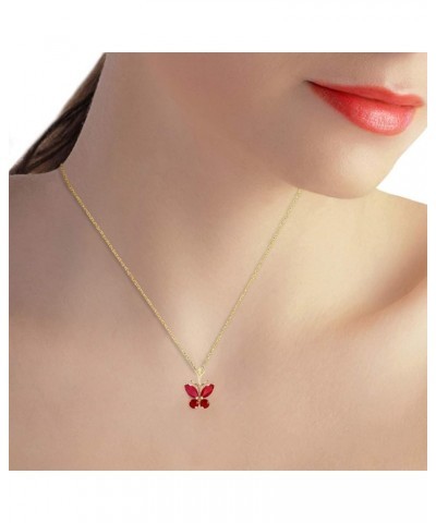 14k Solid Yellow Gold Butterfly Necklace Brilliant Ruby 16.0 Inches $109.91 Necklaces