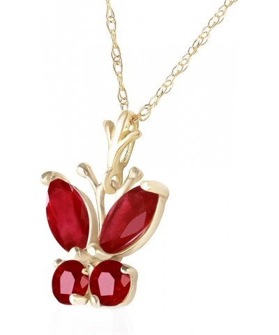 14k Solid Yellow Gold Butterfly Necklace Brilliant Ruby 16.0 Inches $109.91 Necklaces