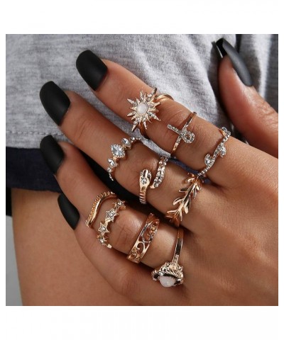 Gold Boho Ring Sets Stackable Knuckle Ring Vintage Snake Finger Rings Set Stacking Joint Midi Trendy Rings Sets for Women Gir...