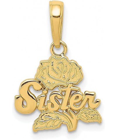 14k Yellow Gold Sister Rose Necklace Charm Pendant Brother Fine Jewelry For Women Gifts For Her $71.23 Pendants