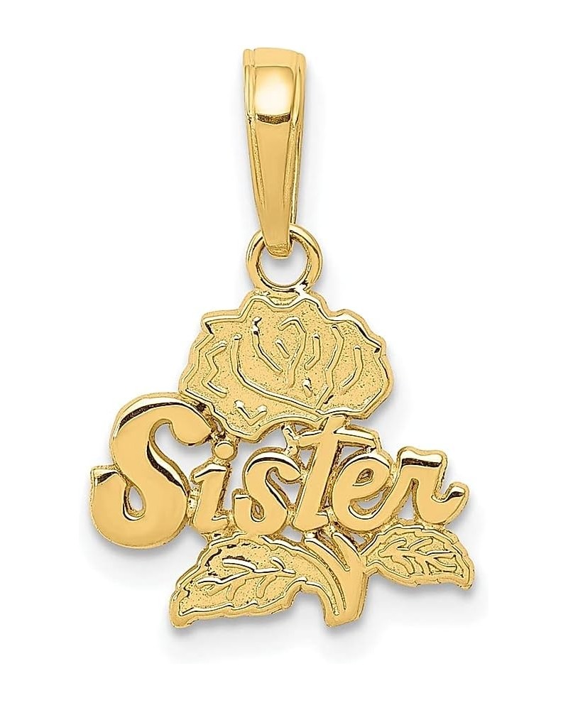 14k Yellow Gold Sister Rose Necklace Charm Pendant Brother Fine Jewelry For Women Gifts For Her $71.23 Pendants