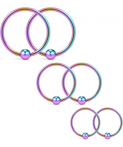 18G 8mm 10mm 12mm Nose Hoop Lip Eyebrow Tongue Helix Tragus Cartilage Septum Piercing Ring 6PCS 6PCS - Rainbow $7.97 Body Jew...