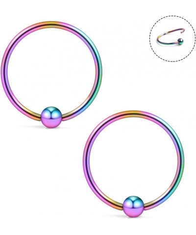 18G 8mm 10mm 12mm Nose Hoop Lip Eyebrow Tongue Helix Tragus Cartilage Septum Piercing Ring 6PCS 6PCS - Rainbow $7.97 Body Jew...