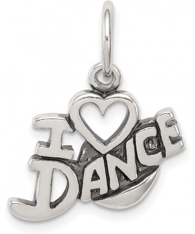 Sterling Silver Antiqued I Love Dance Charm 16mm 18mm style QC6463 $13.66 Bracelets