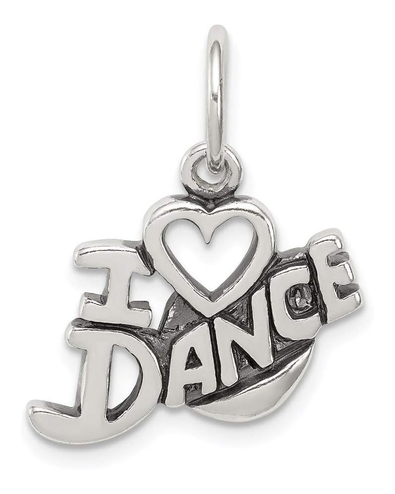 Sterling Silver Antiqued I Love Dance Charm 16mm 18mm style QC6463 $13.66 Bracelets