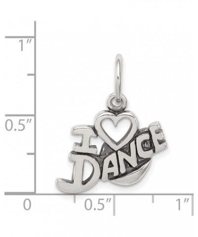 Sterling Silver Antiqued I Love Dance Charm 16mm 18mm style QC6463 $13.66 Bracelets