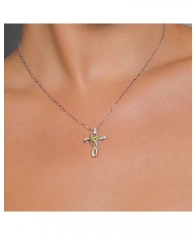 Infinity Cross Necklace For Women | 925 Sterling Silver and 10K Yellow Gold | Gemstone Birthstone and White Lab Grown Diamond...