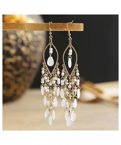 Bohemian Beads Tassel Layered Drop Dangle Earrings Vintage Style Jewelry For Women And Girls White $9.17 Earrings