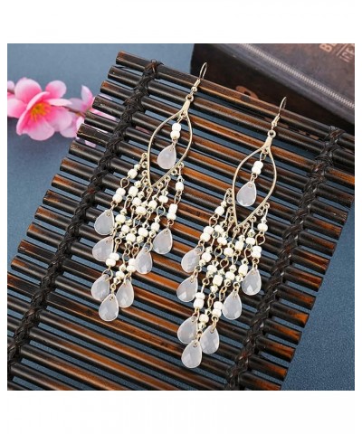 Bohemian Beads Tassel Layered Drop Dangle Earrings Vintage Style Jewelry For Women And Girls White $9.17 Earrings