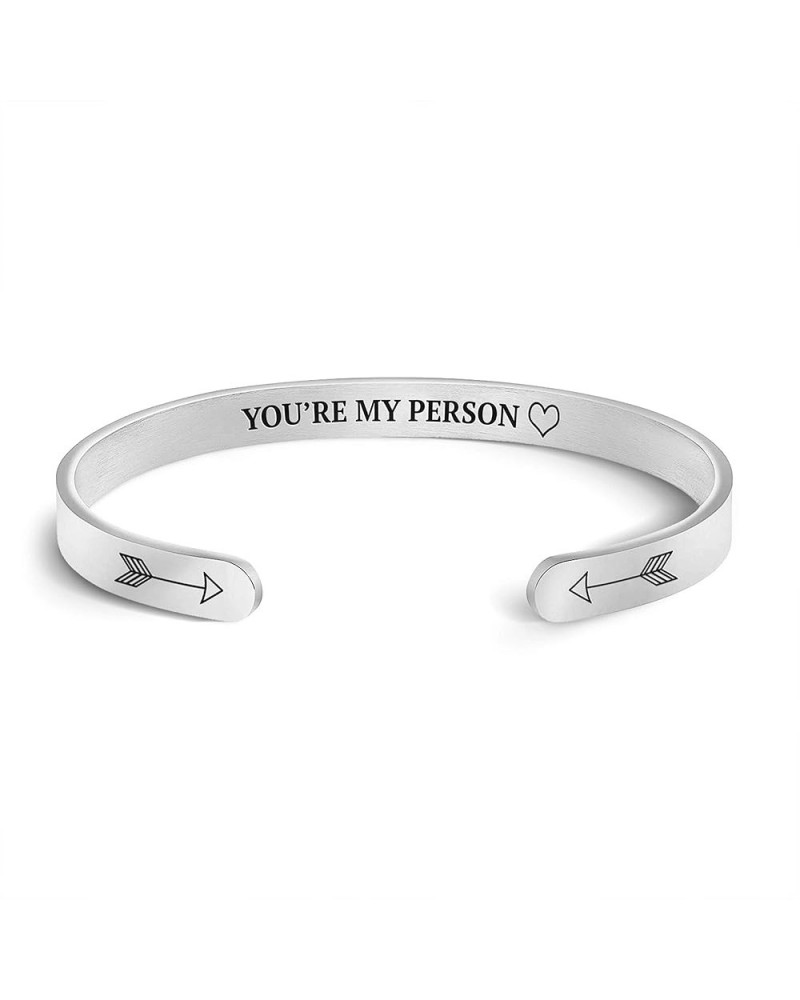 In The Name Of Love Cuff Bracelets | Personalized Mantra Bangle | Gift for Her You're My Person (Silver) $20.06 Bracelets