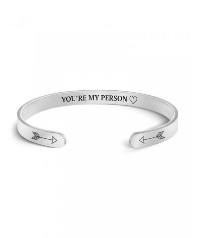 In The Name Of Love Cuff Bracelets | Personalized Mantra Bangle | Gift for Her You're My Person (Silver) $20.06 Bracelets