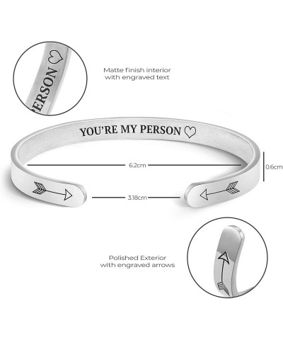 In The Name Of Love Cuff Bracelets | Personalized Mantra Bangle | Gift for Her You're My Person (Silver) $20.06 Bracelets