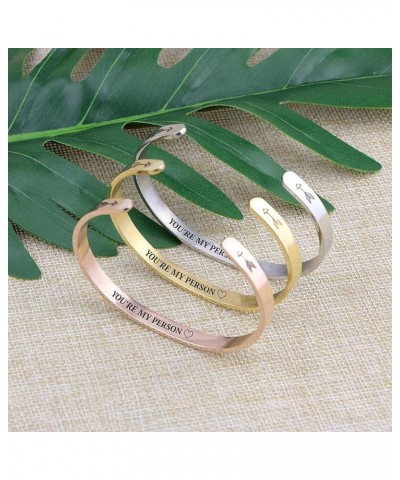 In The Name Of Love Cuff Bracelets | Personalized Mantra Bangle | Gift for Her You're My Person (Silver) $20.06 Bracelets