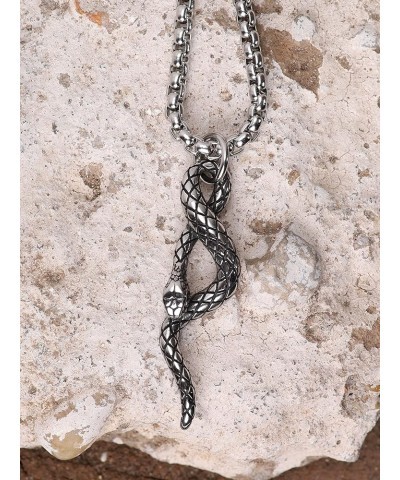 Snake Necklace, Retro Vintage Snake Totem Amulet Charm Pendant, Snake Jewelry Gift for Men and Women 2A $11.01 Necklaces