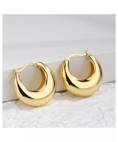 Earrings for Women Gold Hoop Earrings 18K Gold Plated Hypoallergenic Lightweight Chunky Thick Open Hoops Gold Earrings for Wo...