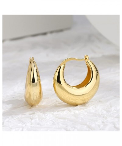 Earrings for Women Gold Hoop Earrings 18K Gold Plated Hypoallergenic Lightweight Chunky Thick Open Hoops Gold Earrings for Wo...