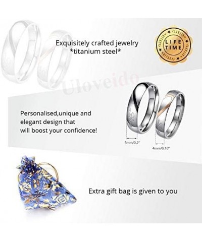 Couples Titanium Stainless Steel Wedding Engagement Band Rings Engraved Real Love Y552-2D Size 8(2.24") Men $5.93 Bracelets