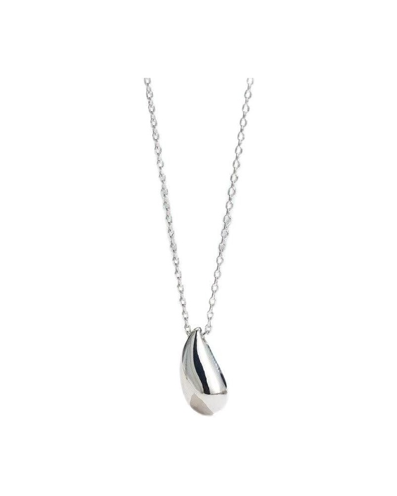 925 Sterling Silver Necklaces Women Fine Jewelry Wedding Accessories Water Drop Pendant Beads Necklace, 45cm Silver 45cm $5.7...