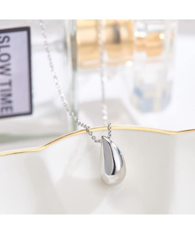 925 Sterling Silver Necklaces Women Fine Jewelry Wedding Accessories Water Drop Pendant Beads Necklace, 45cm Silver 45cm $5.7...