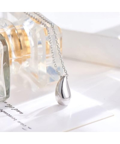 925 Sterling Silver Necklaces Women Fine Jewelry Wedding Accessories Water Drop Pendant Beads Necklace, 45cm Silver 45cm $5.7...