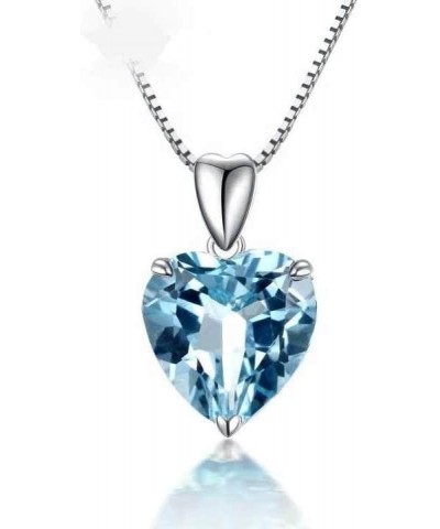 Blue Crystal Topaz Pendant Ocean Heart Shaped Necklace 925 Silver $9.01 Necklaces