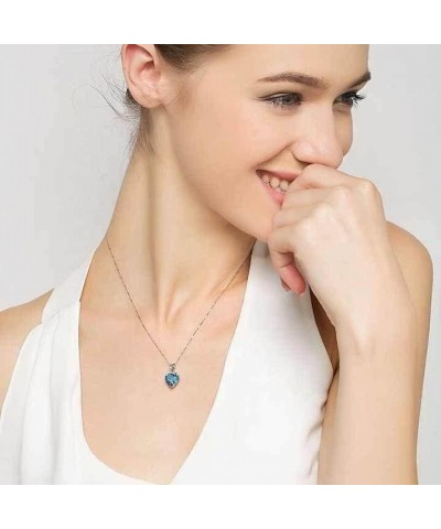 Blue Crystal Topaz Pendant Ocean Heart Shaped Necklace 925 Silver $9.01 Necklaces