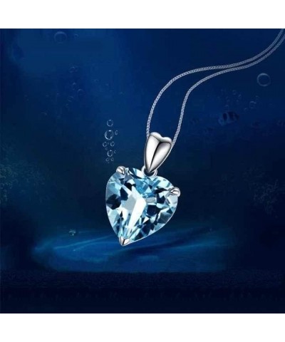 Blue Crystal Topaz Pendant Ocean Heart Shaped Necklace 925 Silver $9.01 Necklaces