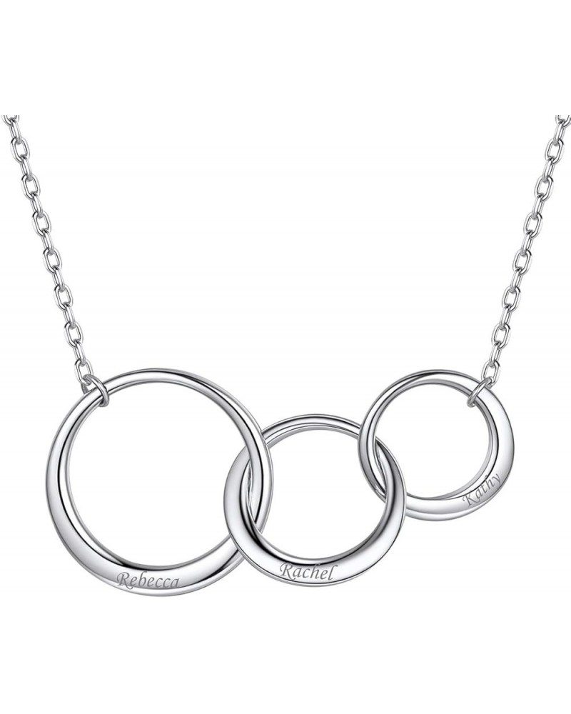 Mother Daughter Necklace - 925 Sterling Silver Interlocking Circles Necklace for Women - Mothers Day Jewelry Birthday Gift (w...