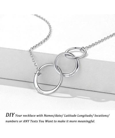 Mother Daughter Necklace - 925 Sterling Silver Interlocking Circles Necklace for Women - Mothers Day Jewelry Birthday Gift (w...