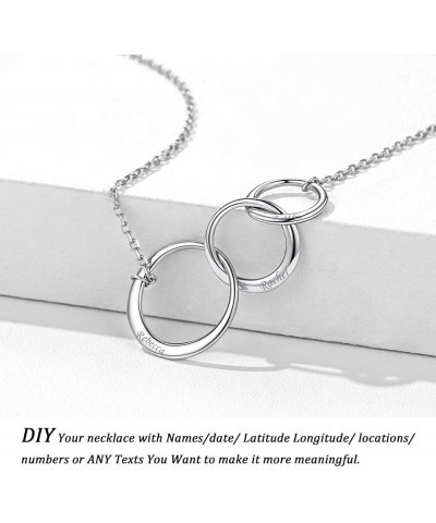 Mother Daughter Necklace - 925 Sterling Silver Interlocking Circles Necklace for Women - Mothers Day Jewelry Birthday Gift (w...