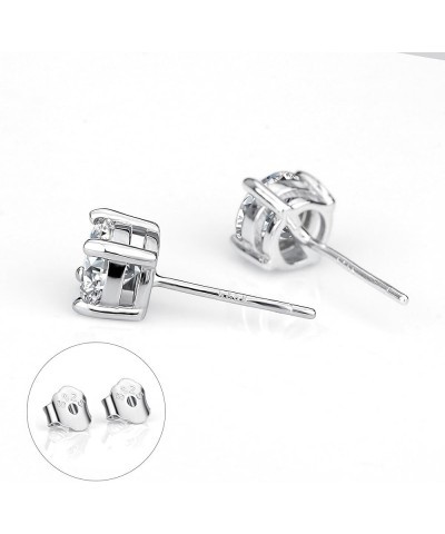 Sterling Silver Stud Earrings 5-7mm Hypoallergenic Earrings for Women 14K White Gold Plated Simple Chic Studs Earring for Men...