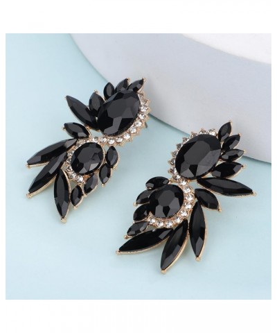 Bohemian Fashion Women Black Rhinestone Geometry Circle Tassels Earrings Statement Drop Sparkly Earrings Simple Black Dangle ...