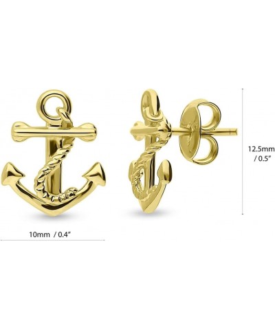 Sterling Silver Anchor Fashion Stud Earrings for Women Yellow Gold Flashed $12.76 Earrings