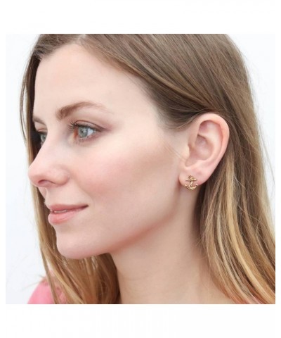 Sterling Silver Anchor Fashion Stud Earrings for Women Yellow Gold Flashed $12.76 Earrings