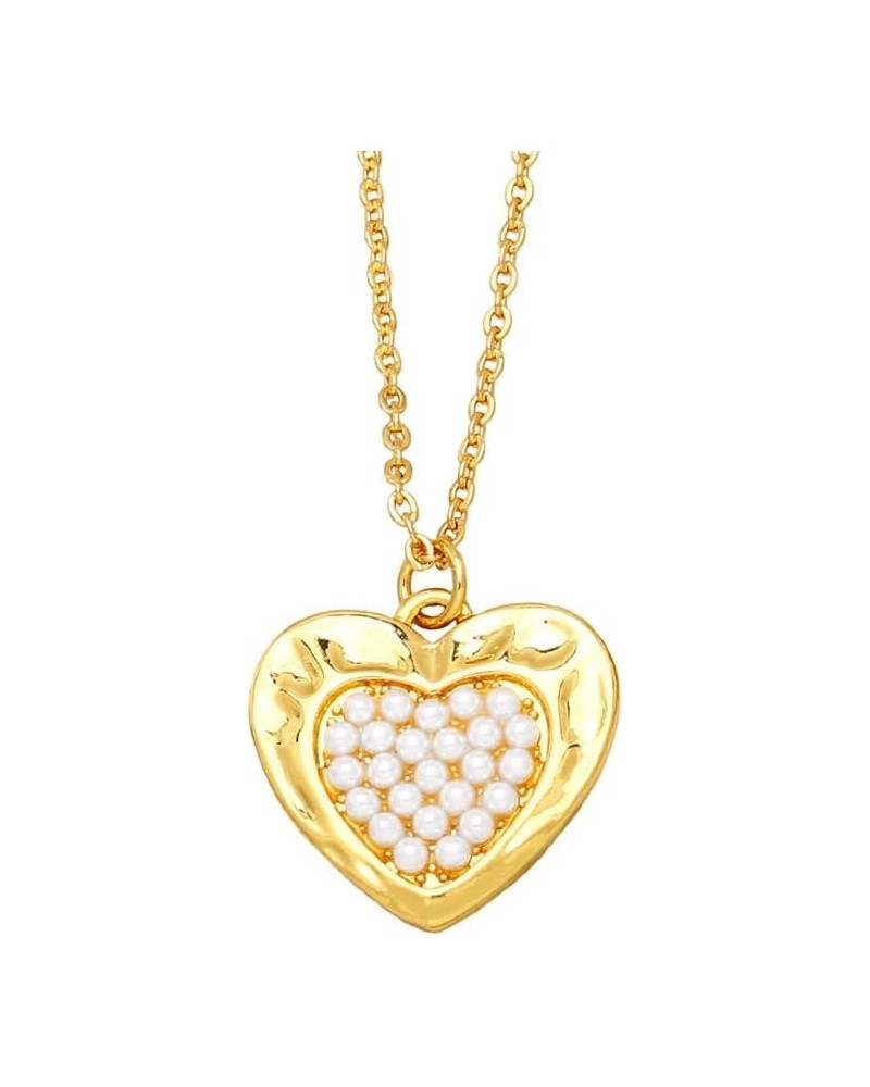 14K Gold Plated Heart Necklace for Women | Cubic Zirconia Heart Choker Necklace | Pearls Crystals Heart Necklace Style-12 $5....