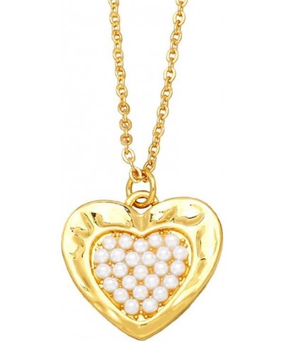 14K Gold Plated Heart Necklace for Women | Cubic Zirconia Heart Choker Necklace | Pearls Crystals Heart Necklace Style-12 $5....