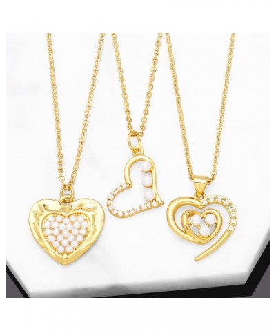 14K Gold Plated Heart Necklace for Women | Cubic Zirconia Heart Choker Necklace | Pearls Crystals Heart Necklace Style-12 $5....