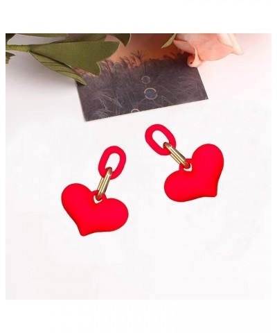 Color Neon Heart Earrings Dangling Heart Link Drop Earrings For Women Love Heart Dangle Earrings Valentine's Day Mother's Day...