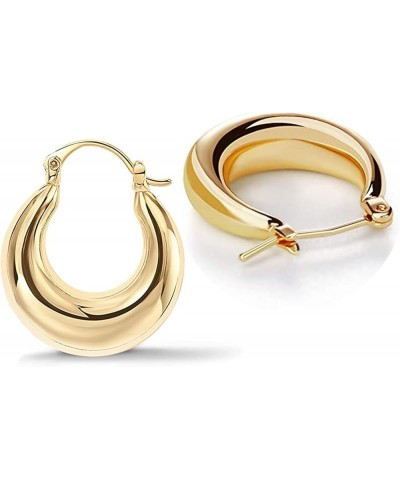 Chunky Gold Hoop Earrings for Women，Lightweight Hollow Open Hoops with 18K Real Gold Plated Tear Drop Earrings,Hypoallergenic...