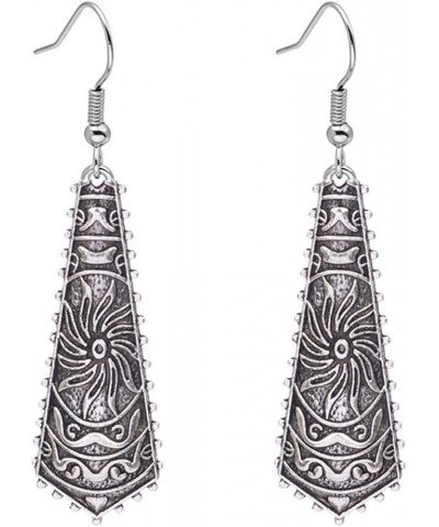 Bohemian Hammered & Engraved Silver Earrings for Women Girls Unique Handmade Vintage Boho Carved Texture Pattern Dangle Drop ...