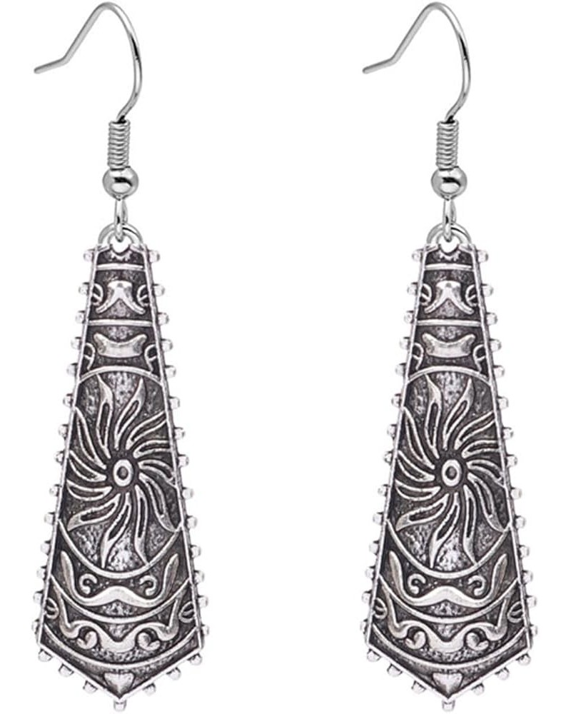 Bohemian Hammered & Engraved Silver Earrings for Women Girls Unique Handmade Vintage Boho Carved Texture Pattern Dangle Drop ...